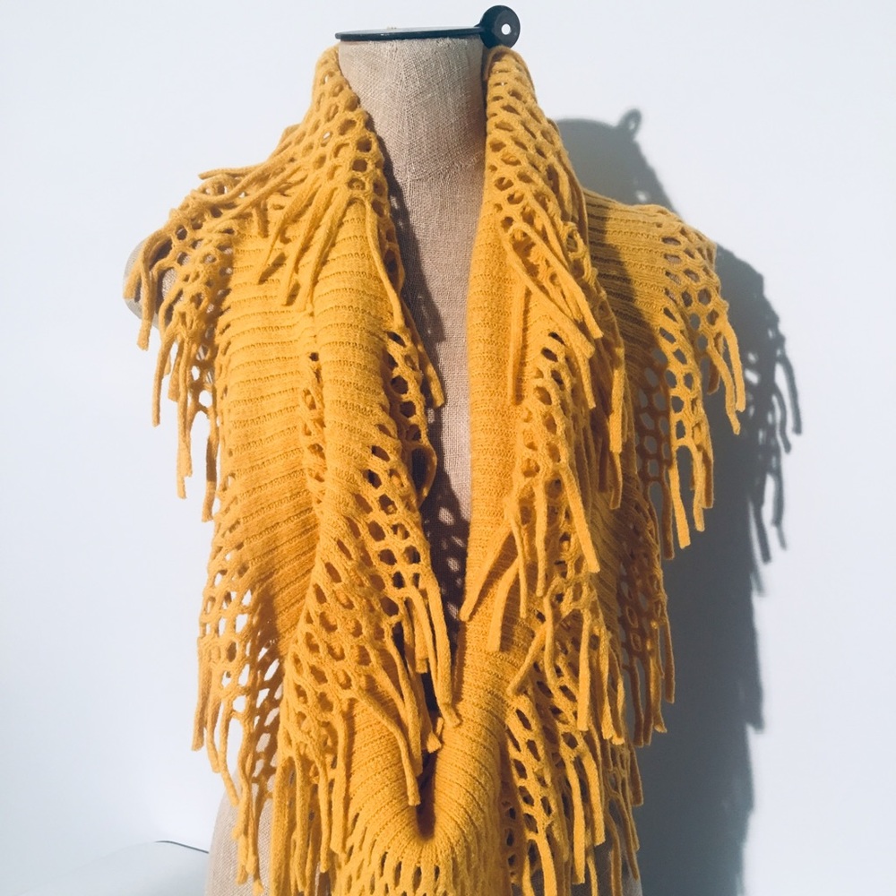 Gold Colored Fringe Infinity Scarf